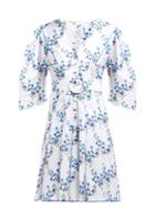 Matchesfashion.com Gl Hrgel - Belted Floral Print Linen Mini Dress - Womens - White Multi
