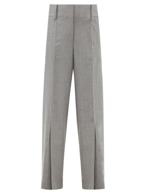 Jw Anderson - Split-cuff Wool-blend Wide-leg Trousers - Womens - Grey
