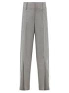Jw Anderson - Split-cuff Wool-blend Wide-leg Trousers - Womens - Grey