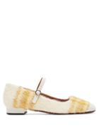 Matchesfashion.com Alexachung - Patent Leather Trimmed Checked Mary Jane Flats - Womens - Yellow White