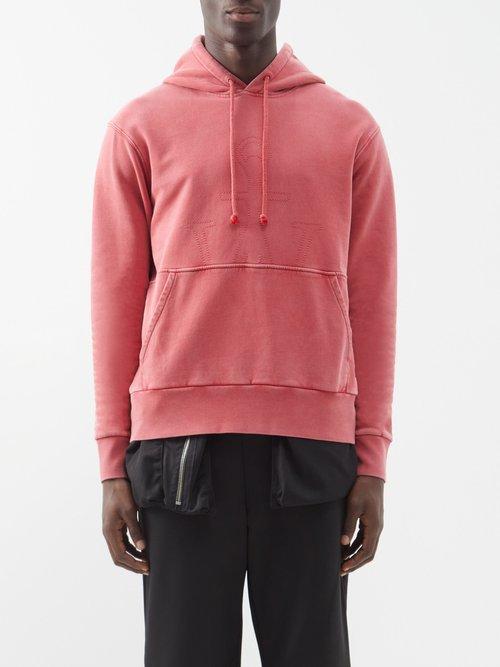 Jw Anderson - Logo-embroidered Cotton-jersey Hoodie - Mens - Red