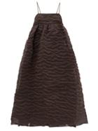 Matchesfashion.com Cecilie Bahnsen - Leonora Aurora-jacquard Linen-blend Dress - Womens - Brown