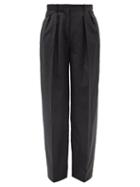 The Row - Marcello High-rise Pleated Flannel Trousers - Mens - Dark Grey