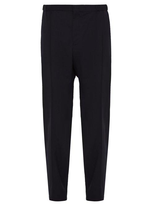 Matchesfashion.com Giorgio Armani - Straight Leg Wool Twill Trousers - Mens - Navy