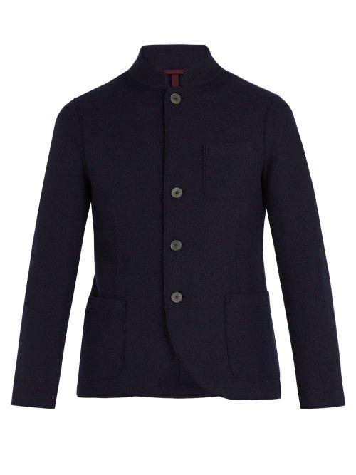 Matchesfashion.com Harris Wharf London - Stand Collar Virgin Wool Jacket - Mens - Blue