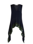 Matchesfashion.com Altuzarra - Didy V Neck Printed Hem Top - Womens - Navy Print