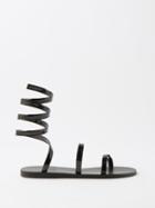 Ancient Greek Sandals - Ofis Wrap Patent-leather Flat Sandals - Womens - Black