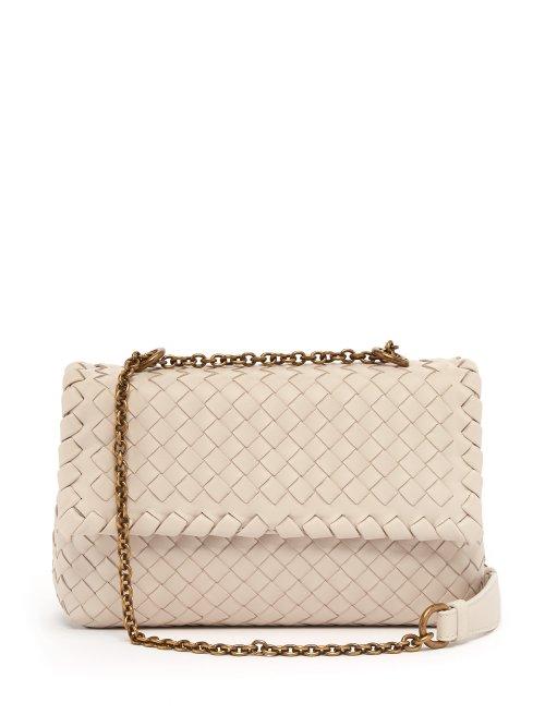 Matchesfashion.com Bottega Veneta - Olimpia Baby Intrecciato Leather Cross Body Bag - Womens - Light Grey