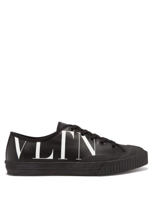 Matchesfashion.com Valentino - Vltn Logo Print Leather Trainers - Mens - Black Multi