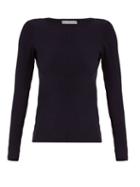 Matchesfashion.com Vince - Boat Neck Ribbed Knit Top - Womens - Navy