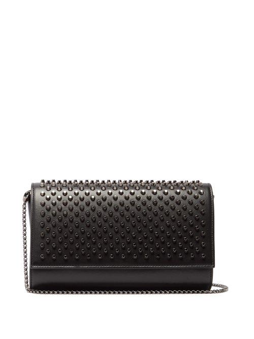 Matchesfashion.com Christian Louboutin - Paloma Spike Embellished Leather Clutch - Womens - Black