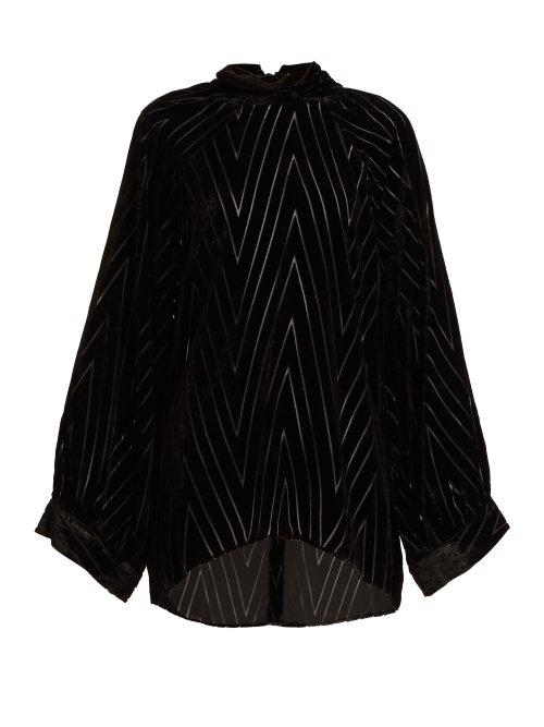 Matchesfashion.com Nili Lotan - Elianna Chevron Velvet Dvor Blouse - Womens - Black