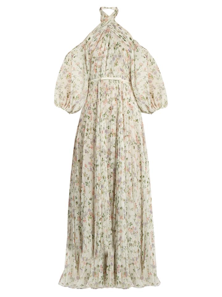 Giambattista Valli Twist-neck Floral-print Chiffon Gown