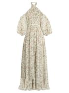 Giambattista Valli Twist-neck Floral-print Chiffon Gown