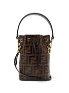 Matchesfashion.com Fendi - Mon Tresor Mini Ff Embossed Leather Bucket Bag - Womens - Black Brown