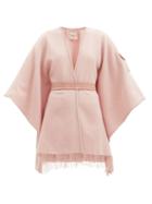 Matchesfashion.com Moncler - Patch-pocket Brushed-wool Wrap Shawl - Womens - Light Pink