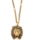 Matchesfashion.com Gucci - Lion Crystal Embellished Pendant Necklace - Womens - Gold
