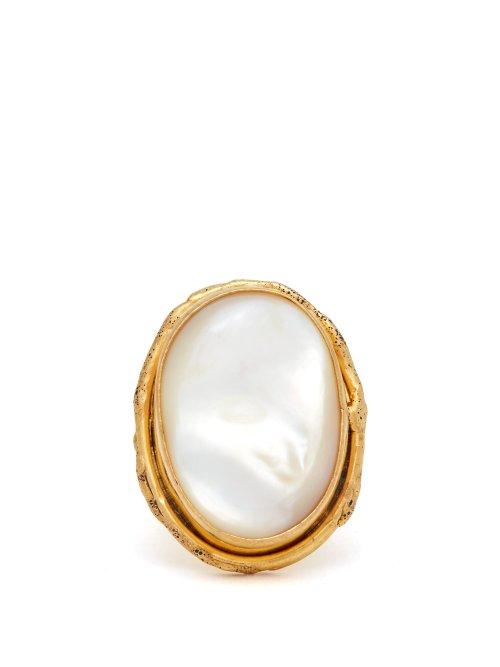 Matchesfashion.com Sylvia Toledano - Mother Of Pearl And Brass Ring - Womens - Pearl
