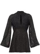 Taller Marmo - Huston Velvet-devor Mini Dress - Womens - Black