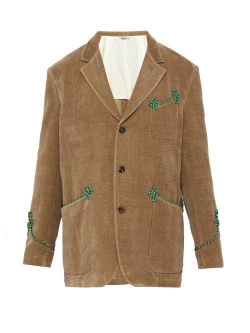 Matchesfashion.com Gucci - Single Breasted Cotton Blend Velvet Blazer - Mens - Beige