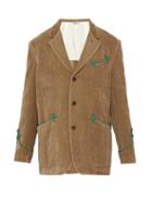 Matchesfashion.com Gucci - Single Breasted Cotton Blend Velvet Blazer - Mens - Beige