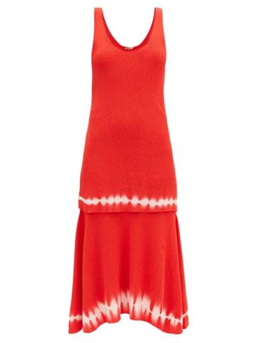 Matchesfashion.com Altuzarra - Shinobu Ribbed-knit Tiered Pima-cotton Midi Dress - Womens - Orange