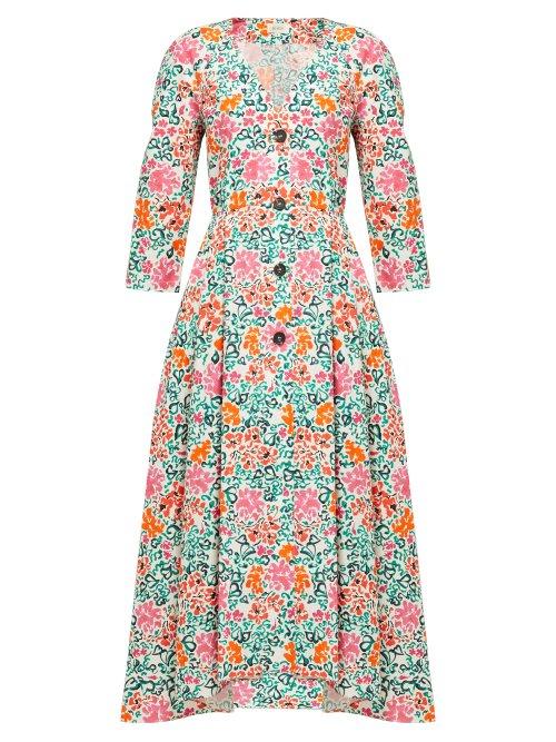 Matchesfashion.com Isa Arfen - Sorrento Floral Print Cotton Dress - Womens - Pink Multi