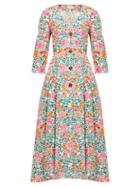Matchesfashion.com Isa Arfen - Sorrento Floral Print Cotton Dress - Womens - Pink Multi