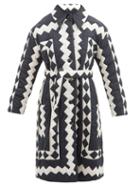 Sea - Helena Geometric-quilted Cotton-poplin Coat - Womens - Black White