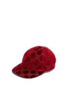 Matchesfashion.com Gucci - Gg Embroidered Velvet Cap - Womens - Red