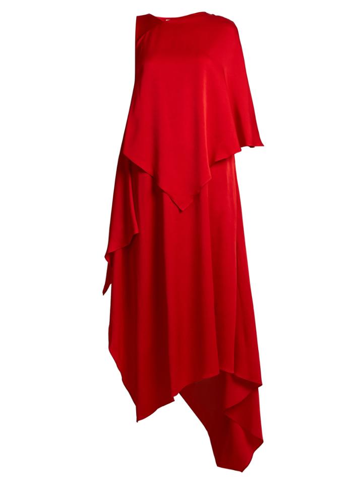 Osman Thalia Asymmetric-panel Satin Dress