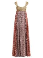 Matchesfashion.com Valentino - Spring Garden Print Silk Chiffon Gown - Womens - Multi