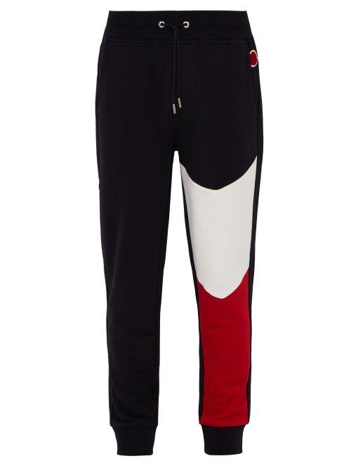 Matchesfashion.com Moncler - Tri Colour Striped Cotton Track Pants - Mens - Navy Multi