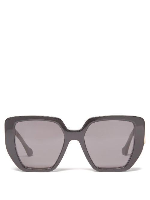 Gucci - Oversized Logo-plaque Square Acetate Sunglasses - Womens - Black