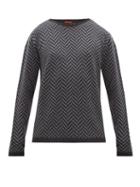 Matchesfashion.com Barena Venezia - Ato Spinone Herringbone Jacquard Wool Sweater - Mens - Grey Multi
