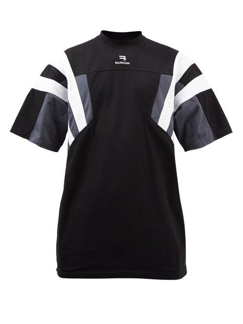 Balenciaga - Logo-embroidered Oversized Cotton-jersey T-shirt - Mens - Black Grey