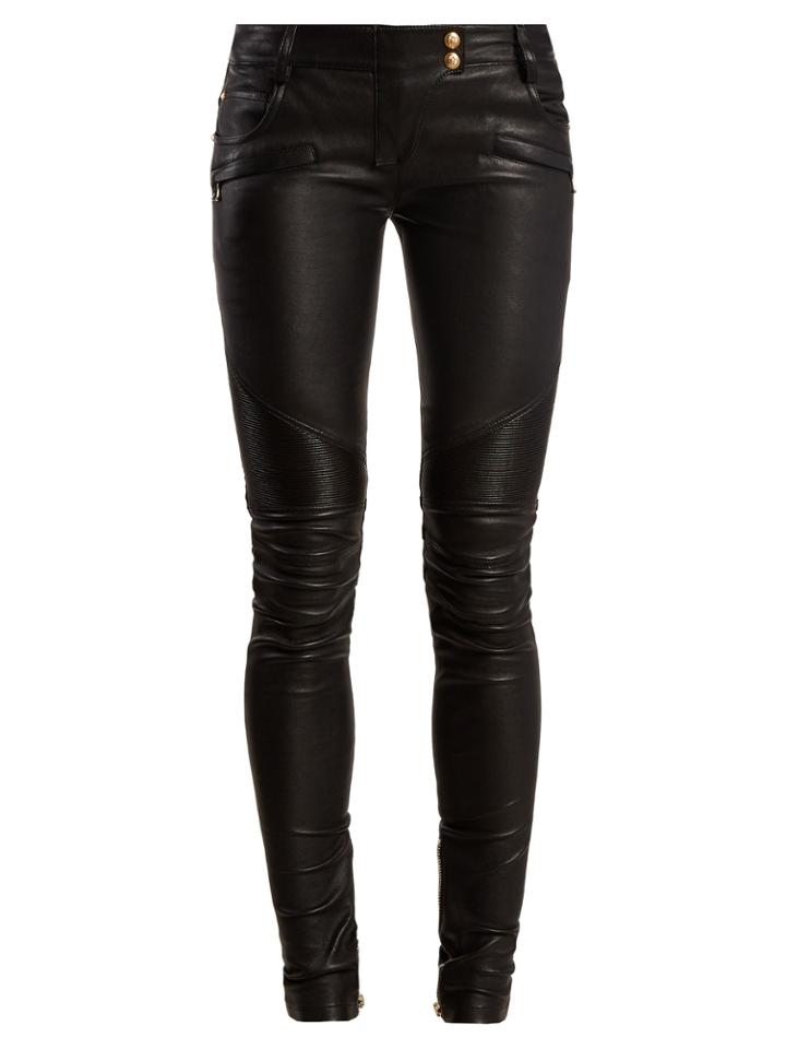 Balmain Skinny Leather Biker Trousers