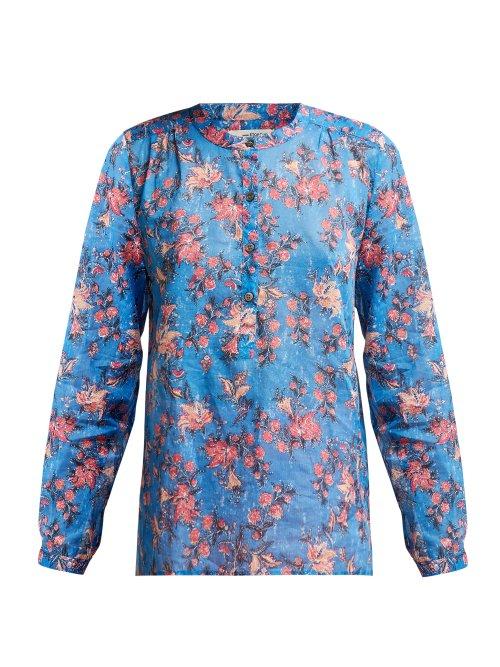 Matchesfashion.com Isabel Marant Toile - Maria Floral Print Cotton Shirt - Womens - Blue