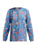 Matchesfashion.com Isabel Marant Toile - Maria Floral Print Cotton Shirt - Womens - Blue