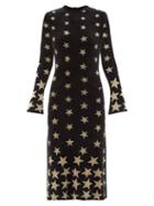 Paco Rabanne - Starlight Jacquard-knit Midi Dress - Womens - Black Gold