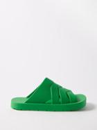 Bottega Veneta - Intrecciato-rubber Slides - Mens - Green
