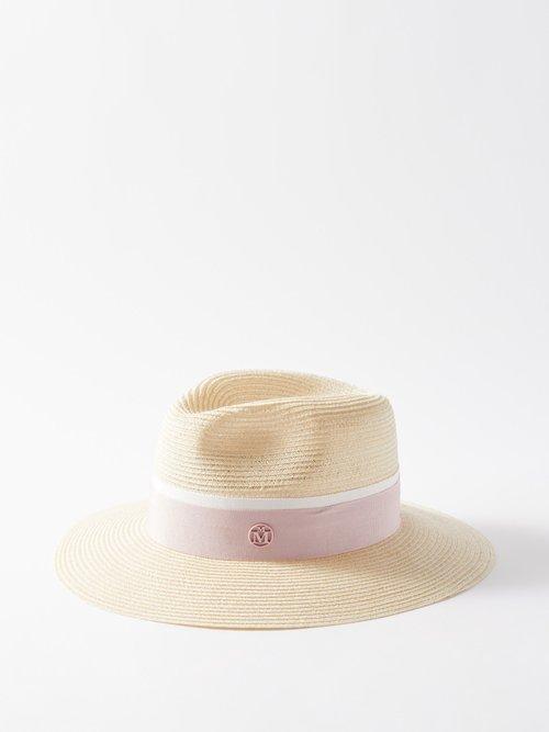 Maison Michel - Henrietta Straw Fedora Hat - Womens - Natural Pink