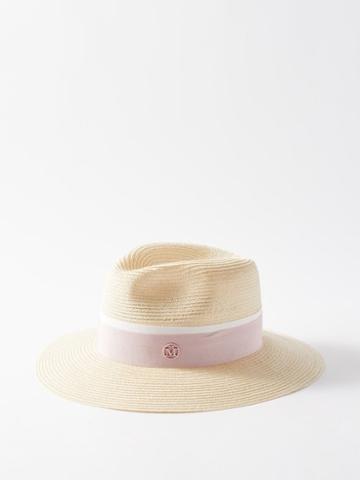 Maison Michel - Henrietta Straw Fedora Hat - Womens - Natural Pink