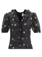 Matchesfashion.com Shrimps - Levi Lace-up Floral-embroidered Silk Blouse - Womens - Black Multi