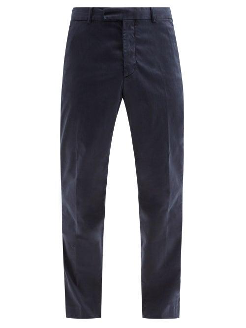 Matchesfashion.com Frescobol Carioca - Tencel-blend Twill Straight-leg Trousers - Mens - Navy