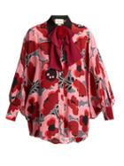Matchesfashion.com Gucci - Poppy Print Silk Blouse - Womens - Pink