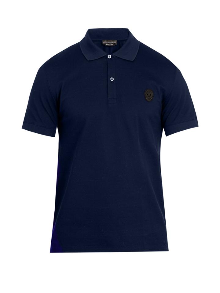 Alexander Mcqueen Skull-embroidered Cotton-piqu Polo Shirt