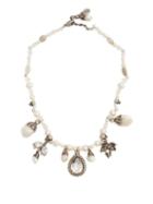 Matchesfashion.com Alexander Mcqueen - Crystal And Charm Embellished Pearl Choker - Womens - White