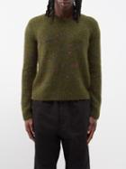 Raf Simons - V-neck Mlange Sweater - Mens - Dark Green