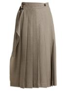 Matchesfashion.com Joseph - Fleet Pleated Houndstooth Skirt - Womens - Grey White
